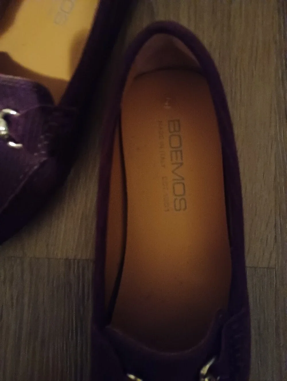 << Women’s Purple Slip-On Moccasin Loafers with Metal Bit Size 37
